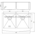 DS-2621 Inoxydable main évier trou machine de découpe éviers à la main en acier inoxydable hexagone évier